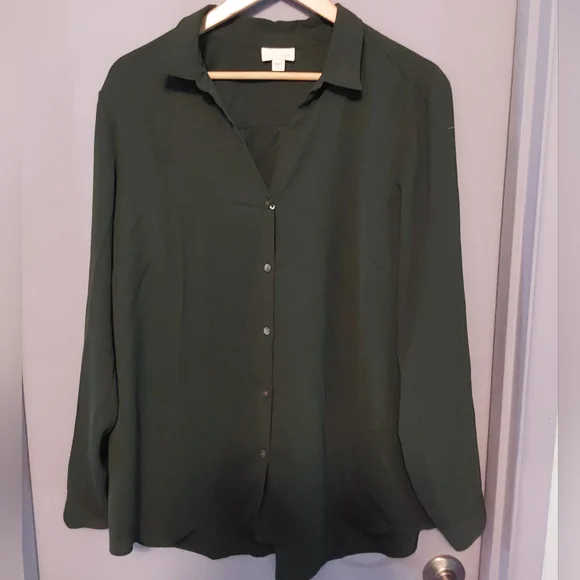 J. Jill Deep Green Button Down Shirt - Picture 1 of 4